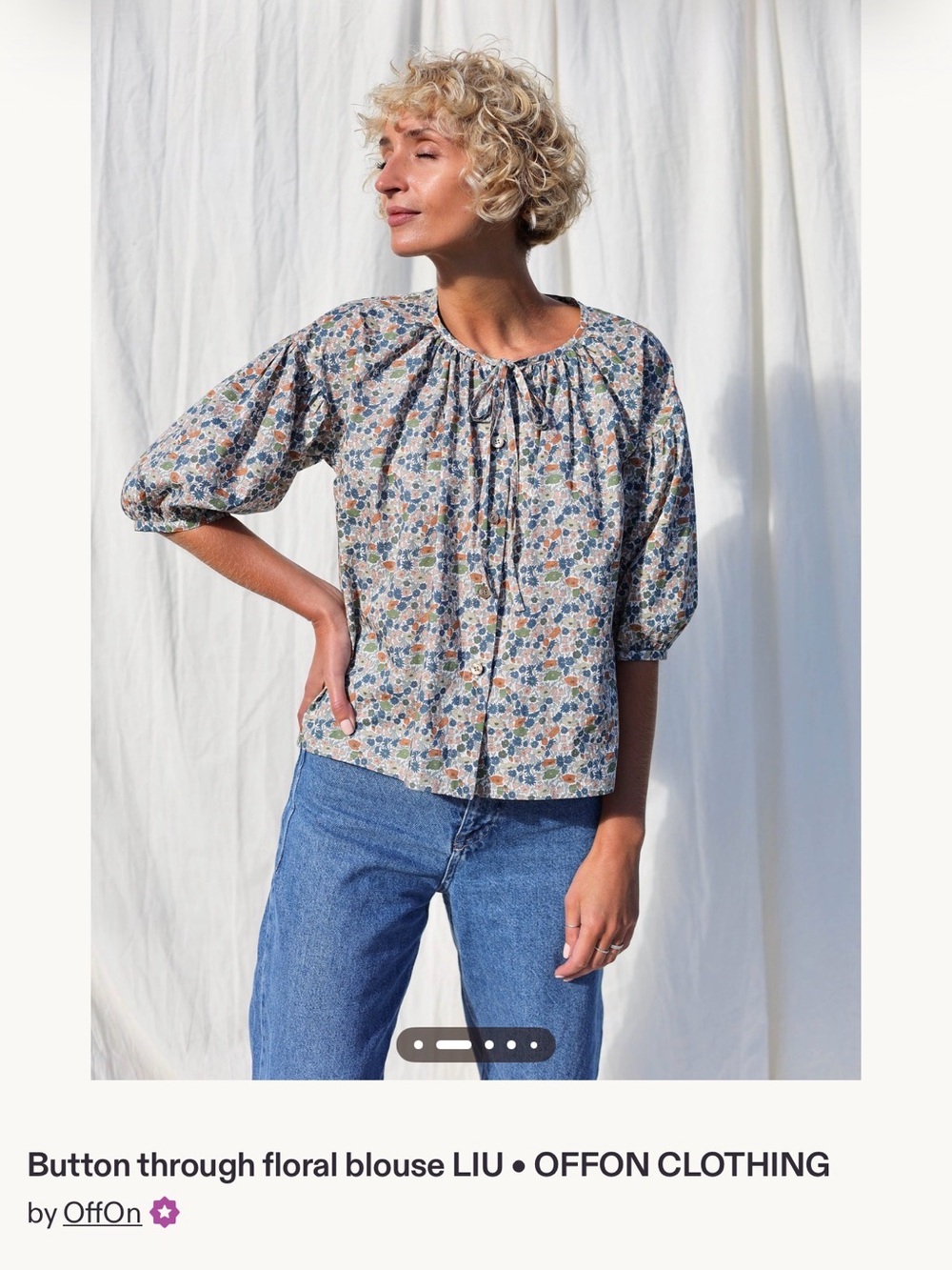 OffOn Floral Button-Front Peasant Top in Multi-Color